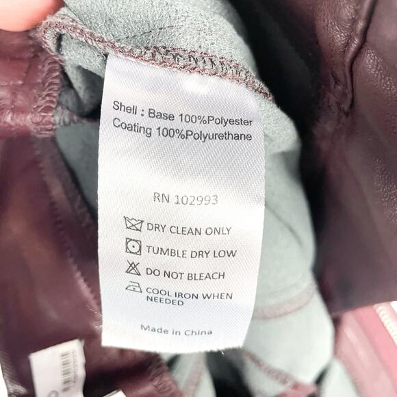 Ronny Kobo Burgundy Faux Leather Pants High Rise Wide Leg Vegan Sz 4 - Picture 10 of 12